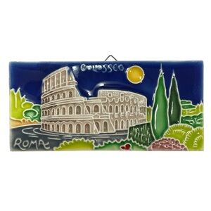 Vintage 1970s Creazioni Luciano Italy Ceramic Art Mini Tile Roman Colosseum